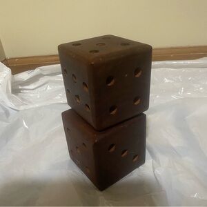 Vintage Large 3.5" Wooden Dice Pencil Holder - Mid Century Desk Organizer Decor